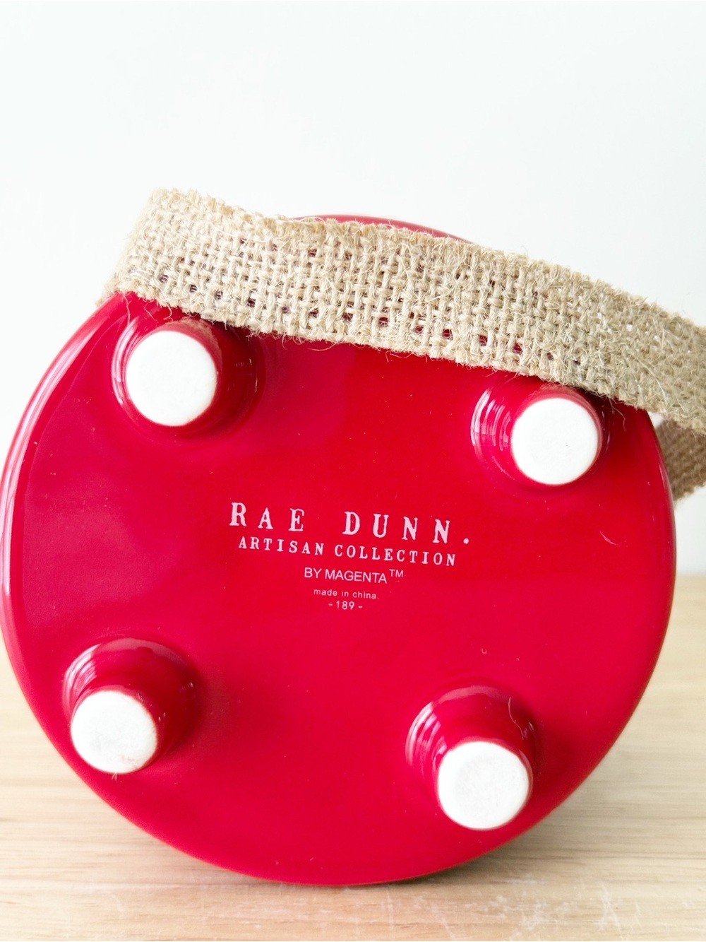 Rae Dunn HOME Bright Red Ceramic Footed Planter Farmhouse Boho Eclectic Decor - Picture 6 of 7